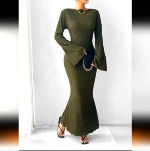 Elegant Olive Green Maxi Dress